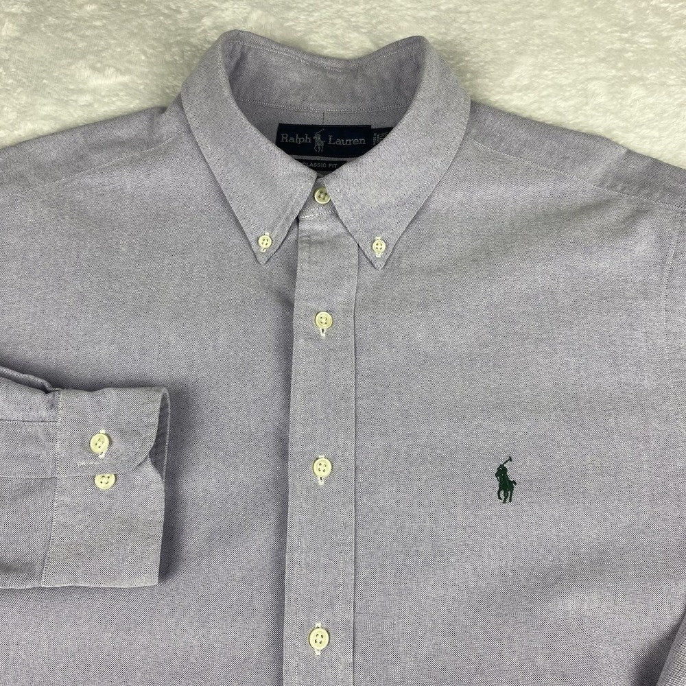 Ralph Lauren Shirt Mens 17.5-36/37 Purple Classic Fit Button-Down
